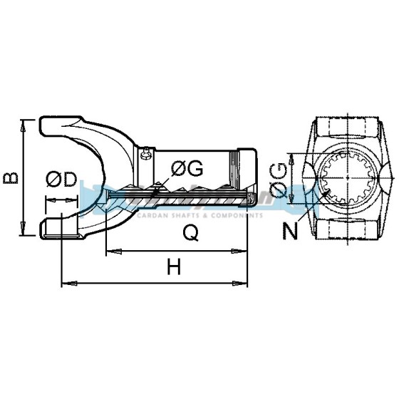 HORQUILLA CORREDERA O EXTENSIBLE ORIGINAL DANA SPICER SERIE 1310. REF: 2-3-128KX