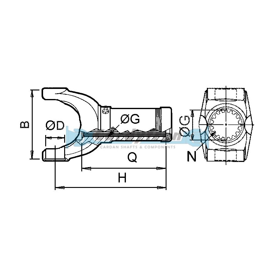 SLIP YOKE ORIGINAL DANA SPICER 1310 SERIES, REF: 2-3-128KX