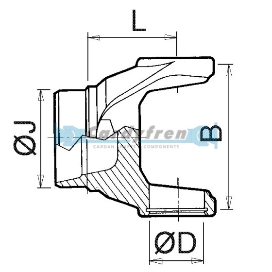 TUBE YOKE 1310 SERIES, ORIGINAL SPICER, FOR TUBE Ø50,8x2,4. REF: 2-28-577