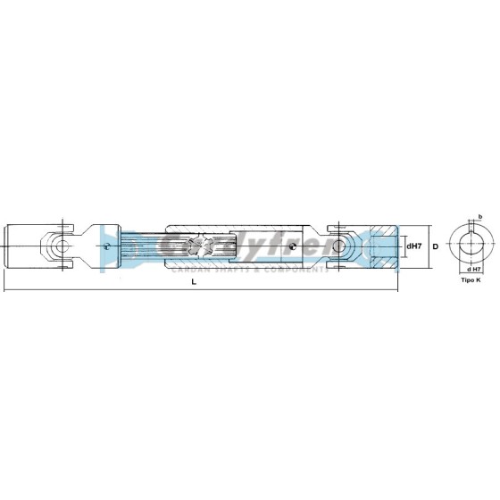 ARTICULACIÓN EXTENSIBLE A DIN808 SERIE 130 TIPO K 290-390 mm CHAVETERO 6 mm