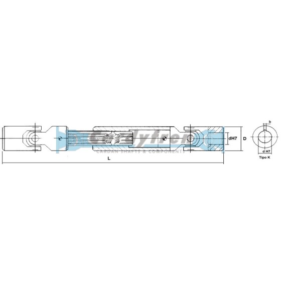 ARTICULATION DE PRÉCISION EXTENSIBLE A DIN808 SERIEs 130 TYPE K 290-390 mm CLAVETAGE 6 mm