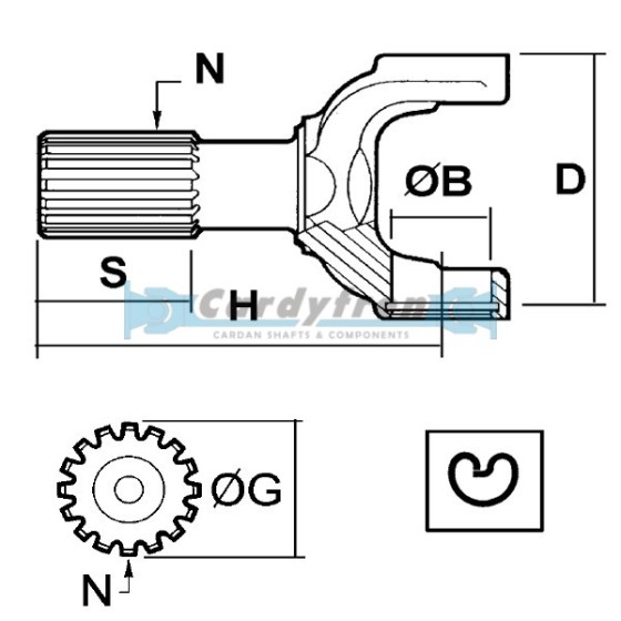 HORQUILLA EJE SPICER SERIE 1310 PARA CRUZ DE 27x81,7 mm