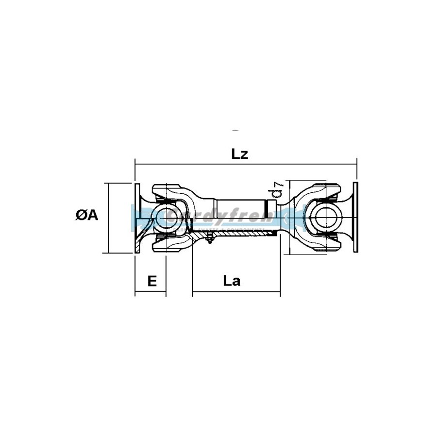 TRANSMISIÓN CARDAN EXTRA CORTO ELBE 0107 250 mm